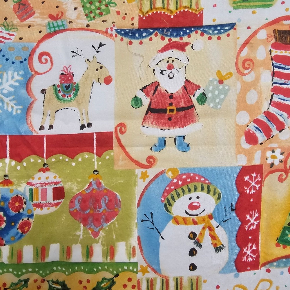 Jane Kitching for Spectrix Christmas Holiday Cotton Fabric 42x58" Santa Snowman - Picture 6 of 15